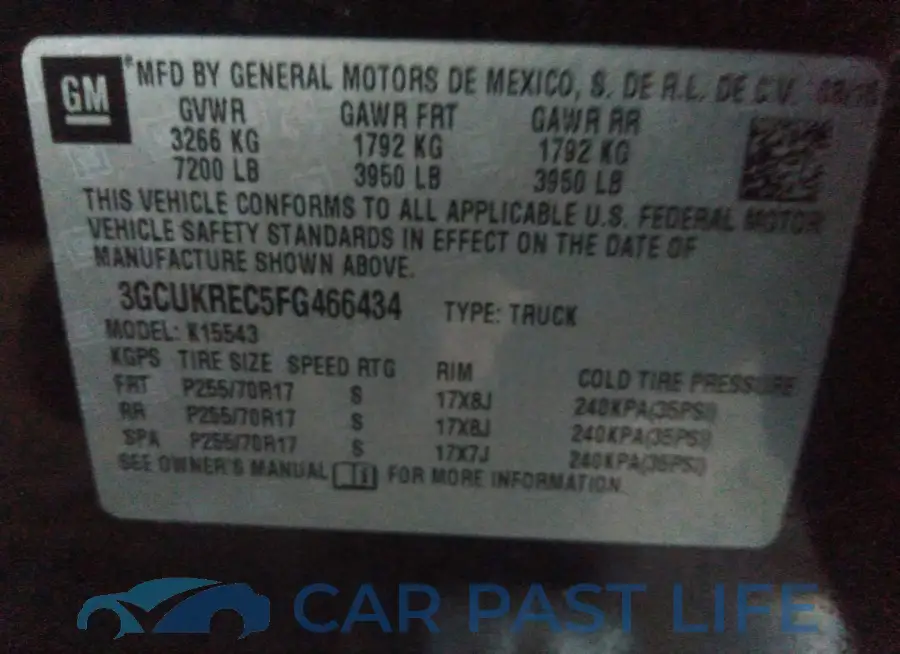 3GCUKREC5FG466434# 9