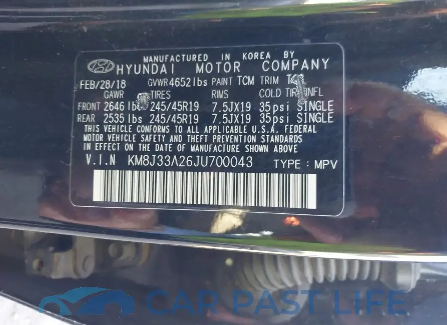 KM8J33A26JU700043# 9