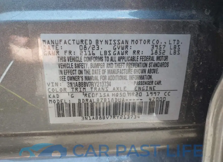 3N1AB8BV7RY213734# 9