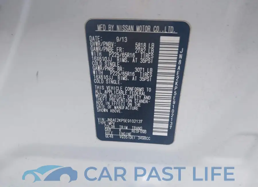 JN8AE2KP5E9102137# 9