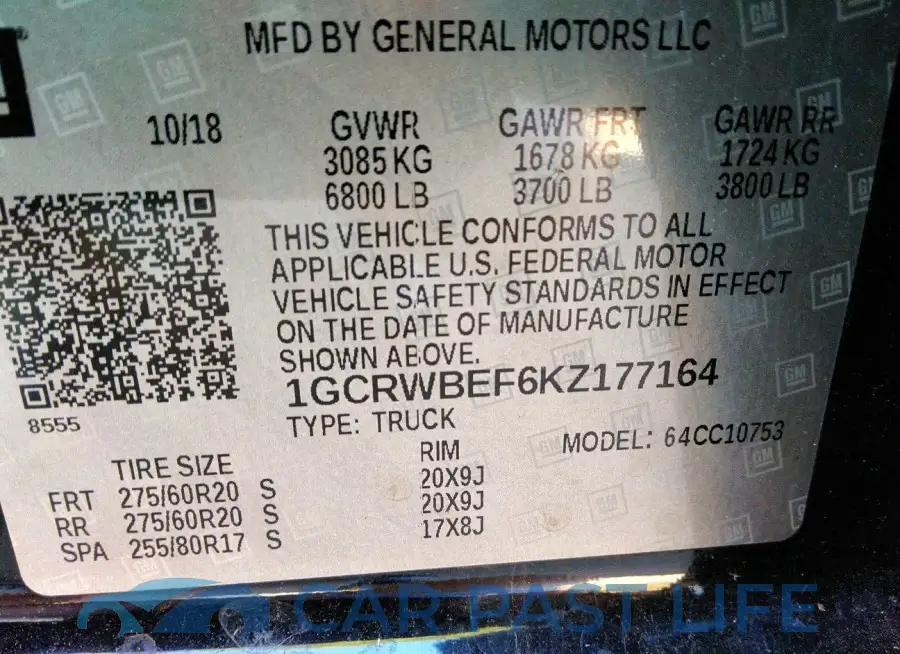 1GCRWBEF6KZ177164# 9