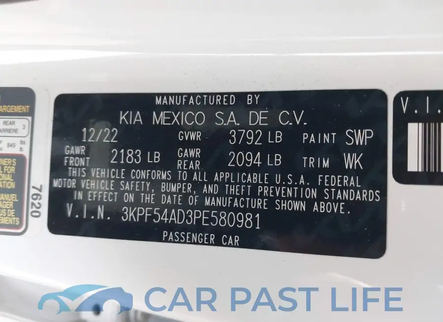 3KPF54AD3PE580981# 9