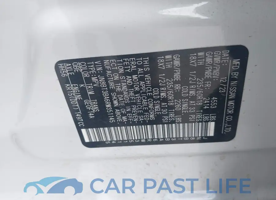 JN8BT3BA6RW351145# 9