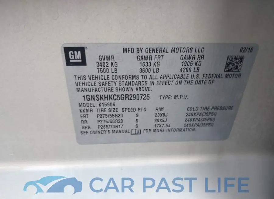 1GNSKHKC5GR290726# 9