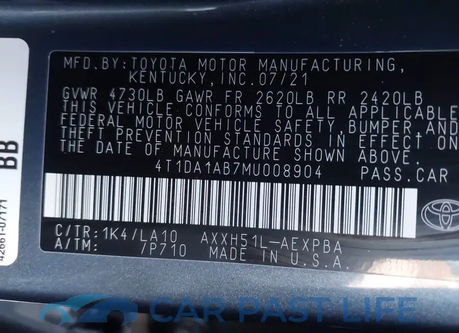 4T1DA1AB7MU008904# 9