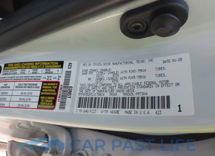 5TFAX5GN7LX178014# 9