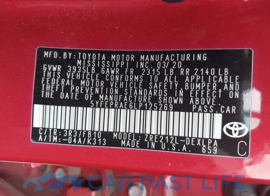 5YFEPRAE6LP125269# 9