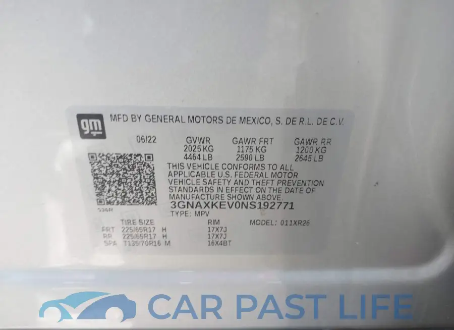 3GNAXKEV0NS192771# 9