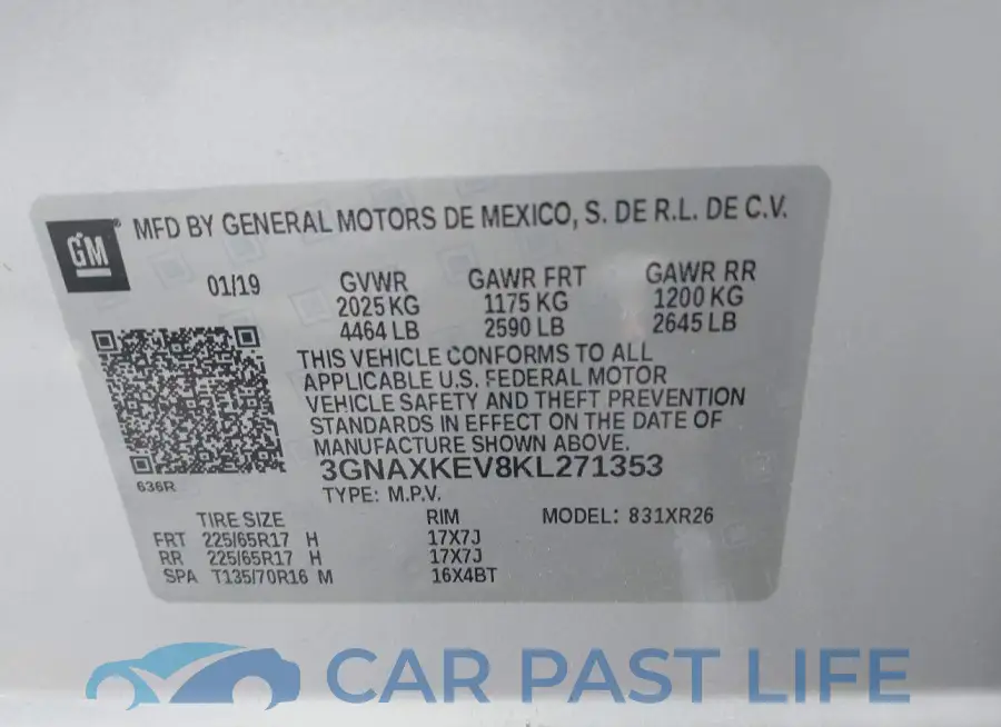 3GNAXKEV8KL271353# 9