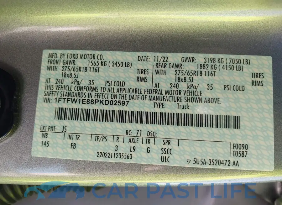 1FTFW1E88PKD02597# 9