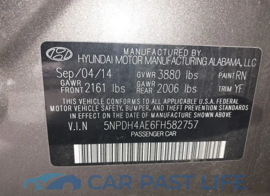 5NPDH4AE6FH582757# 9