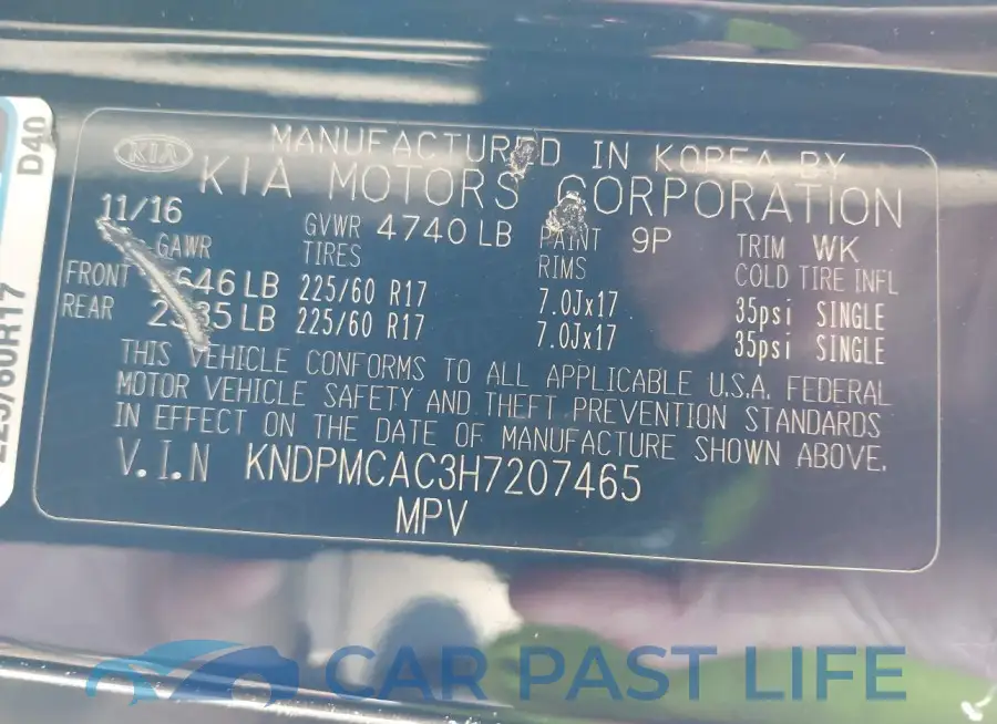 KNDPMCAC3H7207465# 9