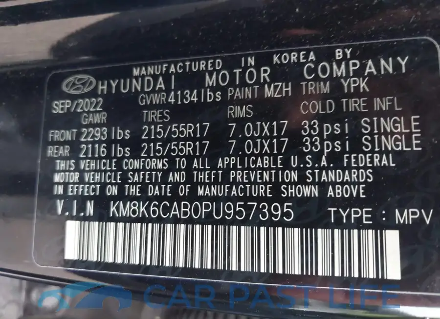KM8K6CAB0PU957395# 9