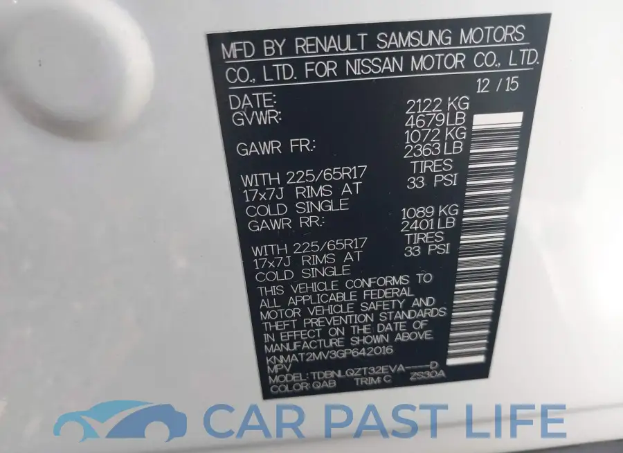 KNMAT2MV3GP642016# 9