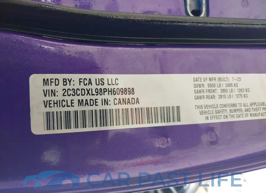 2C3CDXL98PH609898# 9