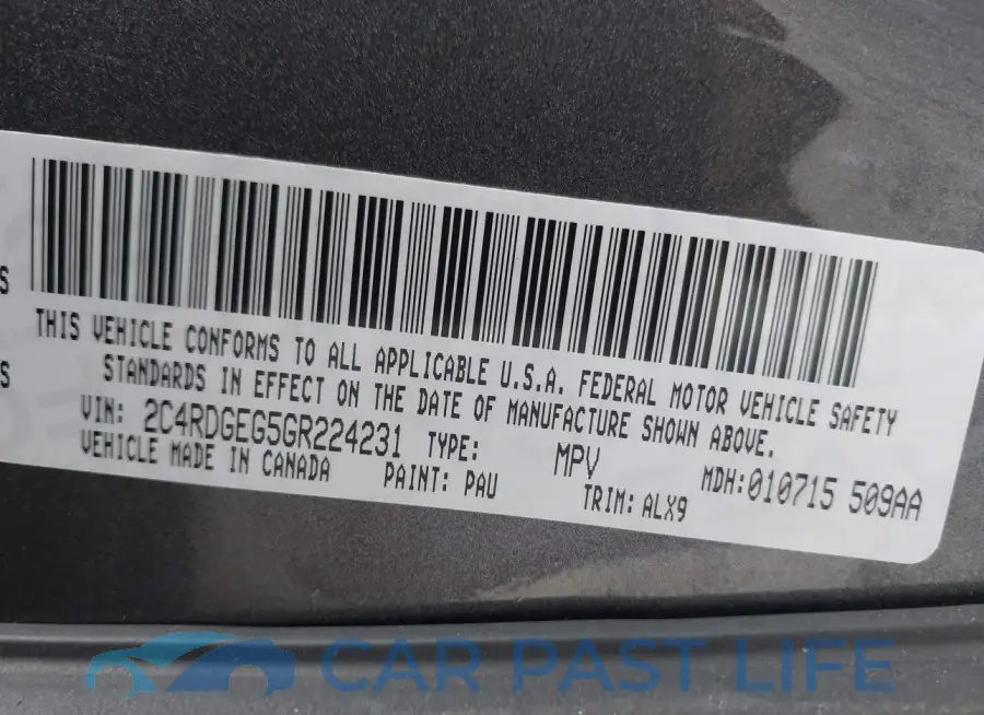 2C4RDGEG5GR224231# 9