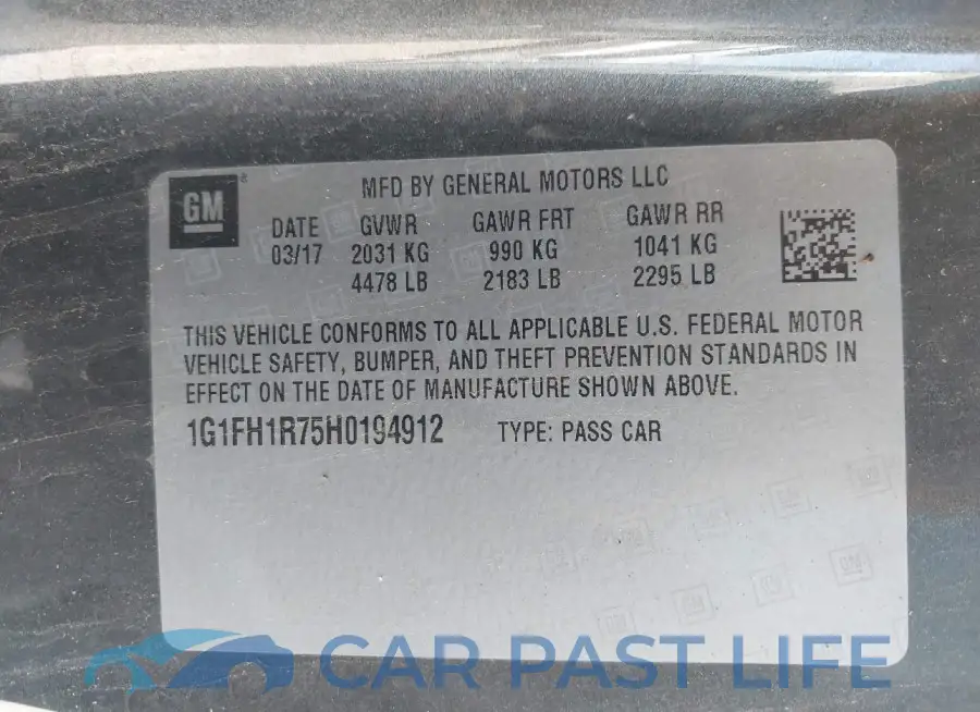 1G1FH1R75H0194912# 9