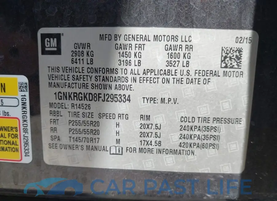 1GNKRGKD8FJ295334# 9