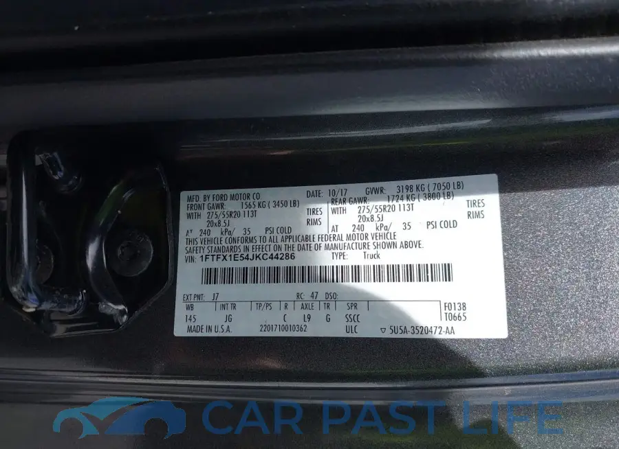 1FTFX1E54JKC44286# 9