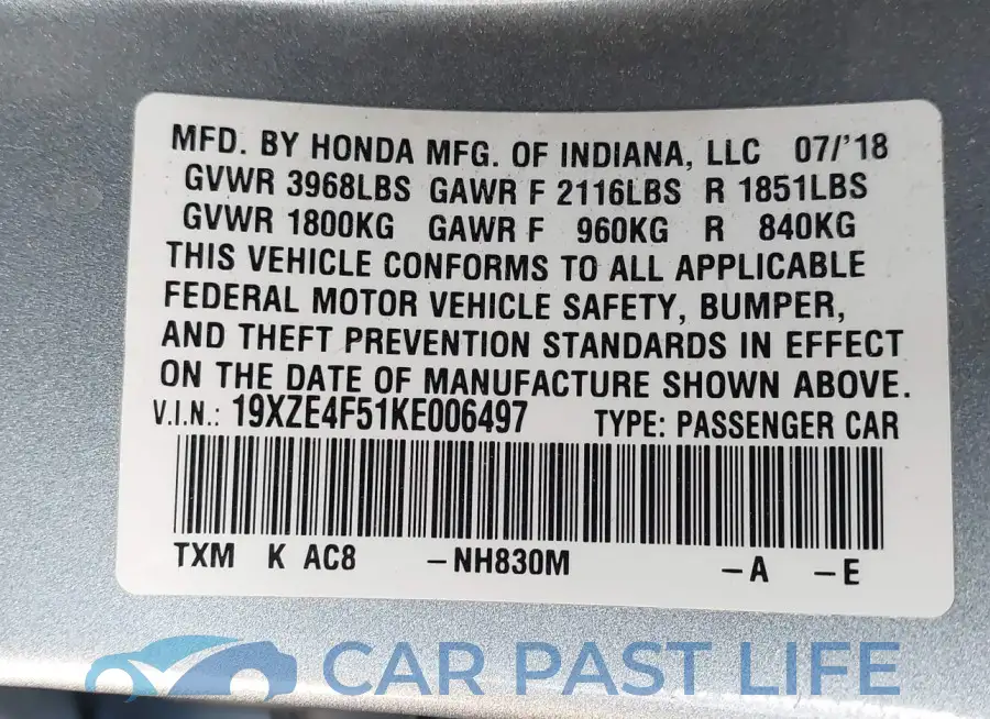 19XZE4F51KE006497# 9