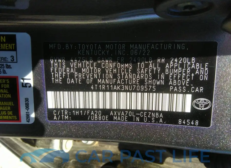 4T1R11AK3NU709575# 9