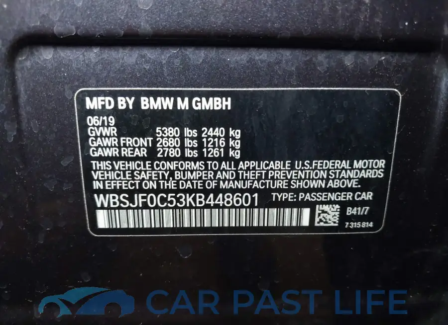 WBSJF0C53KB448601# 9