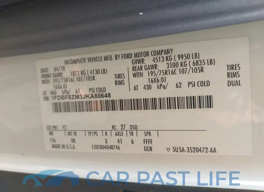 1FDBF8ZM3JKA80648# 9