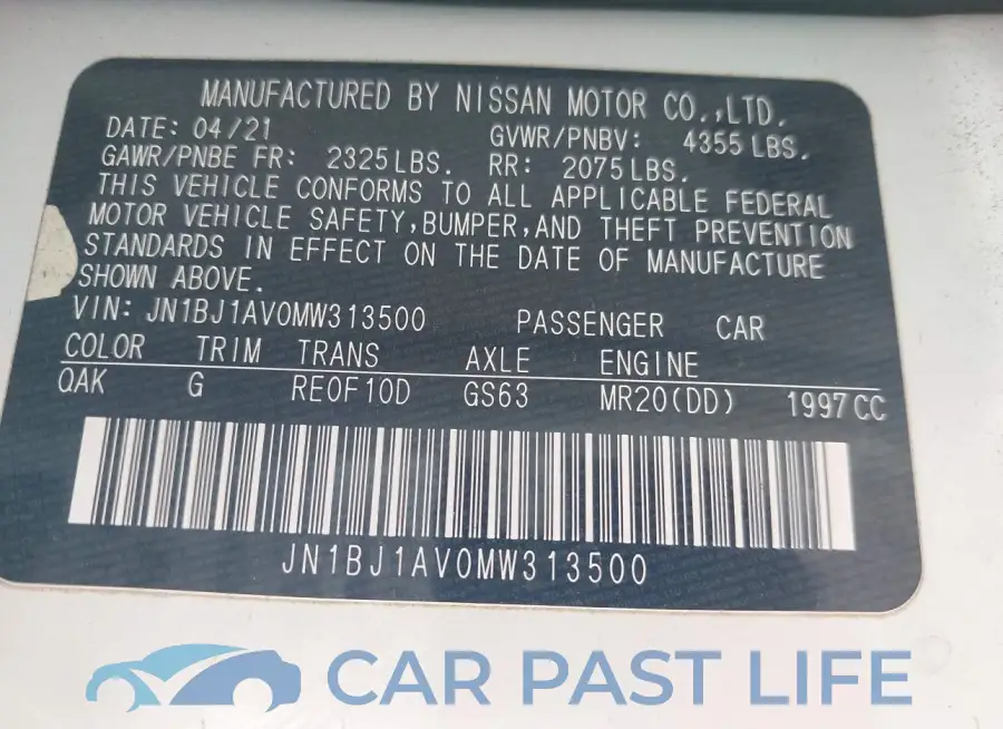 JN1BJ1AV0MW313500# 9