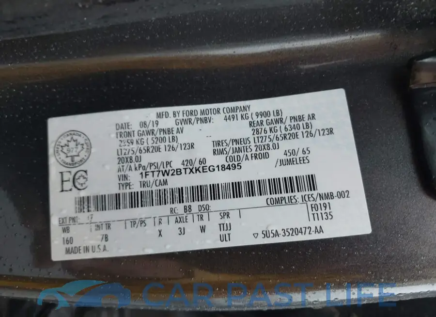 1FT7W2BTXKEG18495# 8