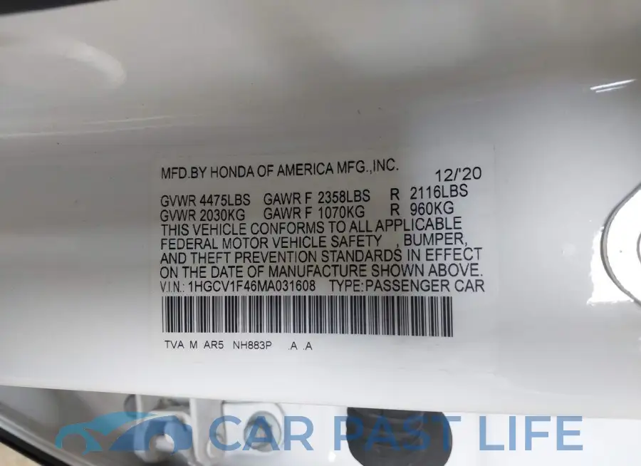1HGCV1F46MA031608# 9