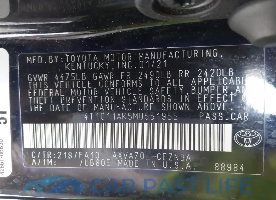 4T1C11AK5MU551955# 9