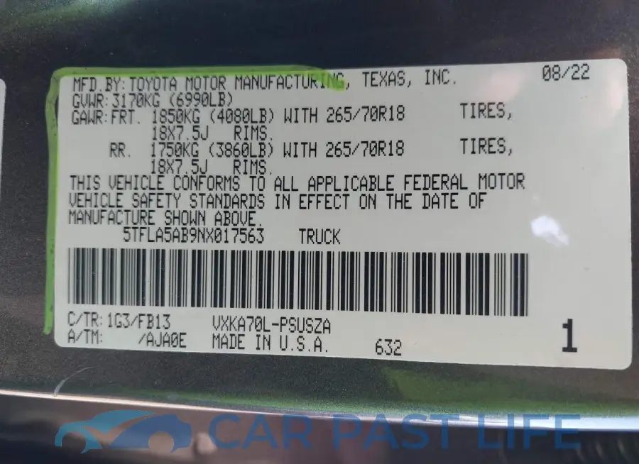 5TFLA5AB9NX017563# 9