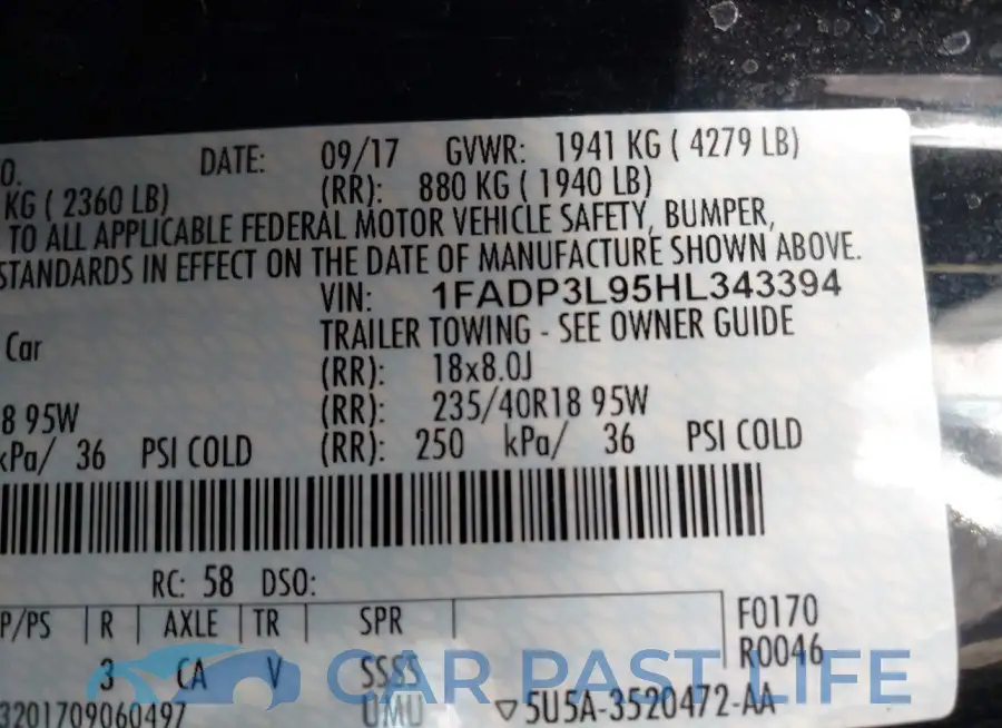 1FADP3L95HL343394# 9