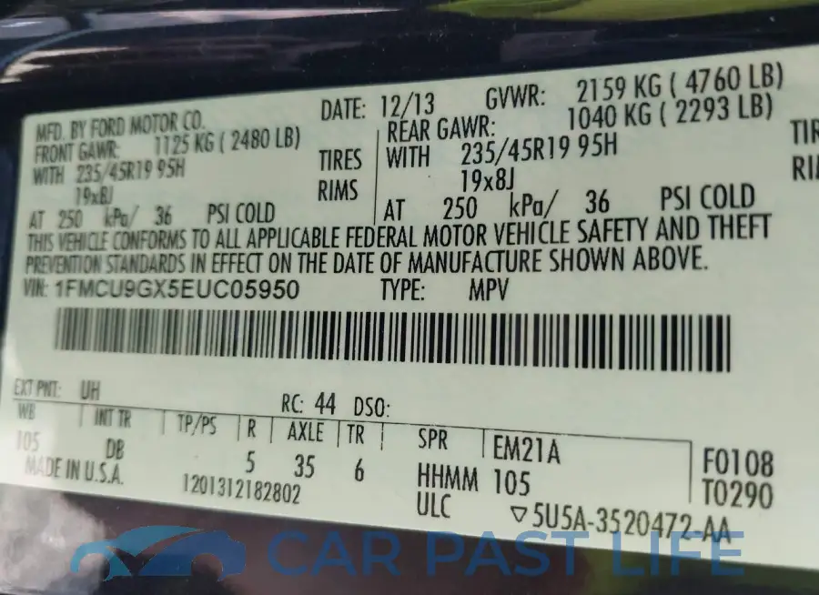 1FMCU9GX5EUC05950# 9