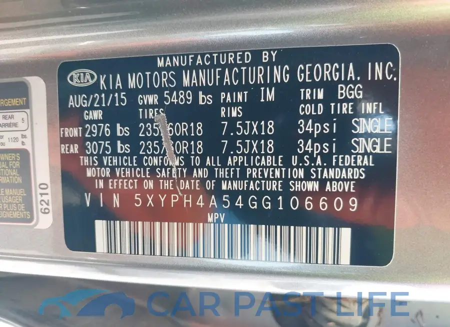 5XYPH4A54GG106609# 9