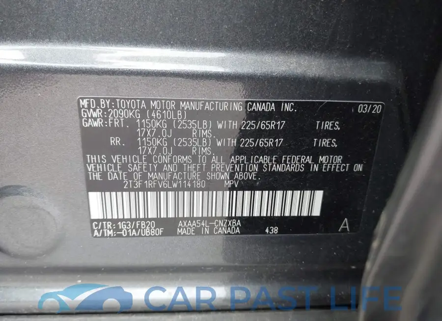 2T3F1RFV6LW114180# 9