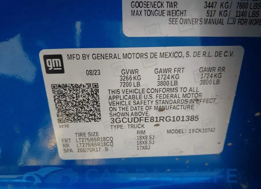 3GCUDFE81RG101385# 9