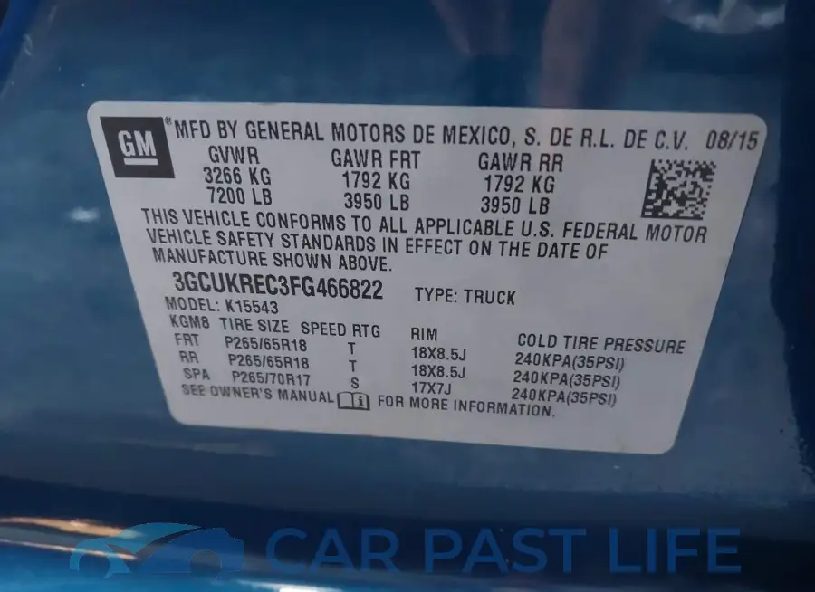 3GCUKREC3FG466822# 9