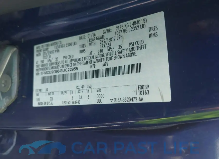 1FMCU9G96GUC22955# 9