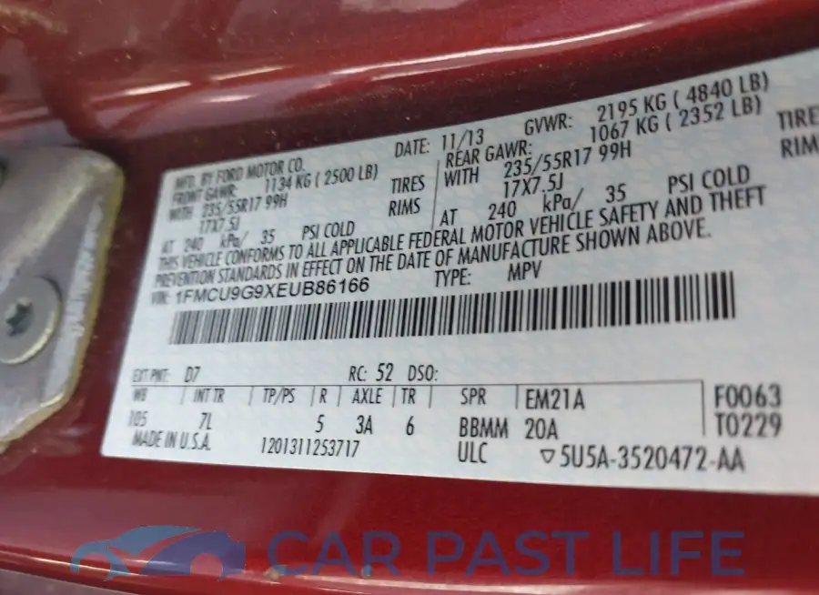 1FMCU9G9XEUB86166# 9