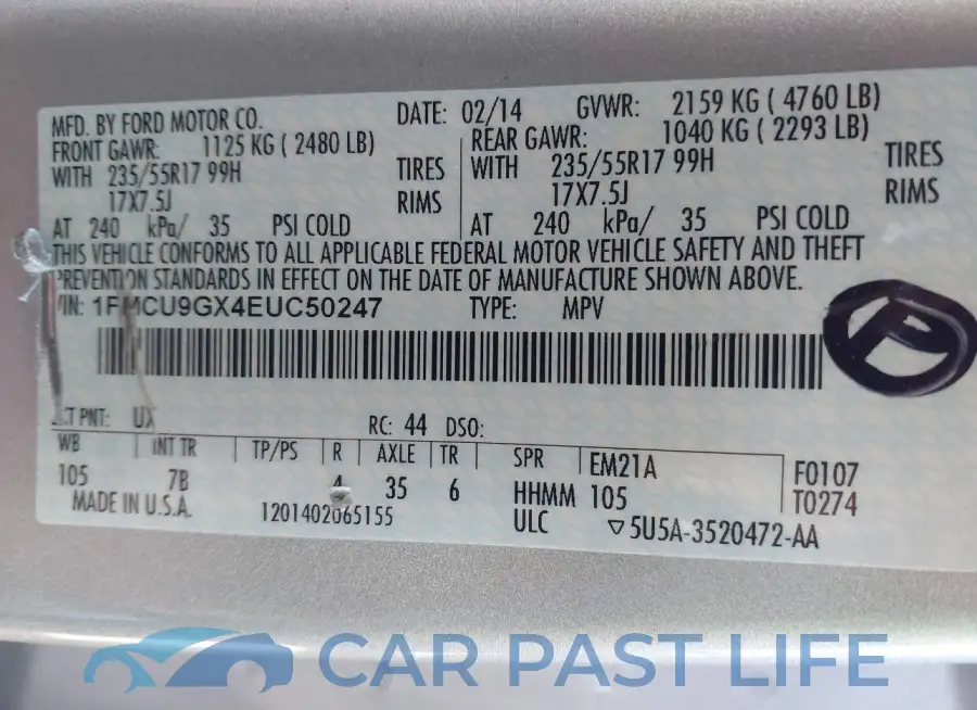 1FMCU9GX4EUC50247# 9