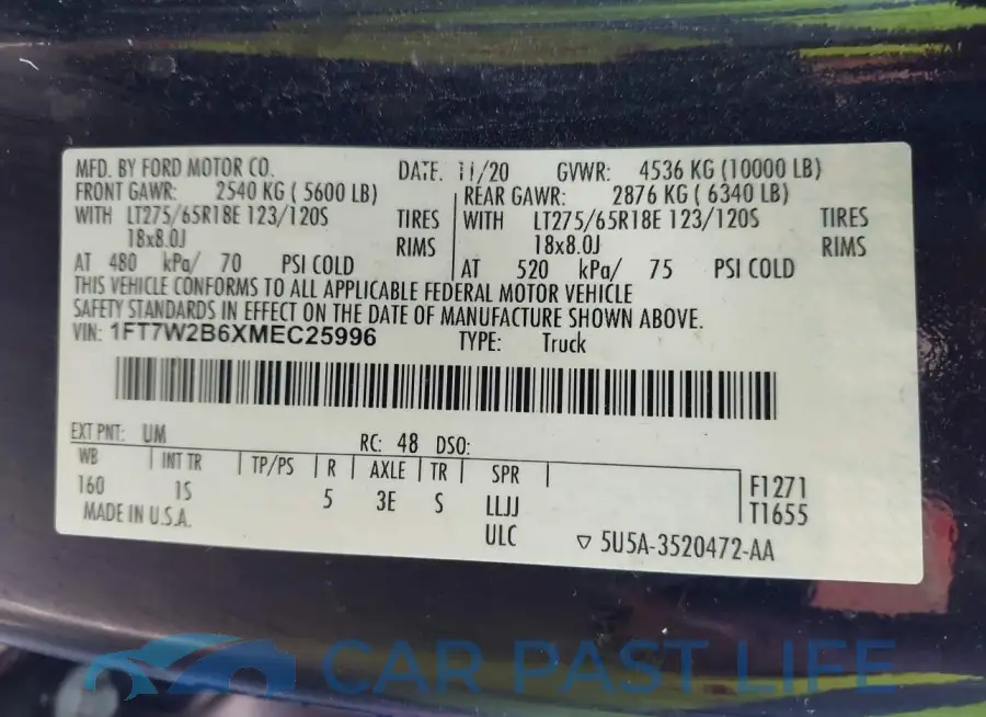 1FT7W2B6XMEC25996# 9