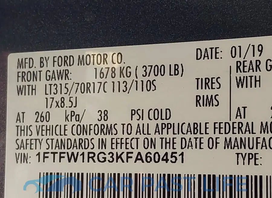 1FTFW1RG3KFA60451# 9