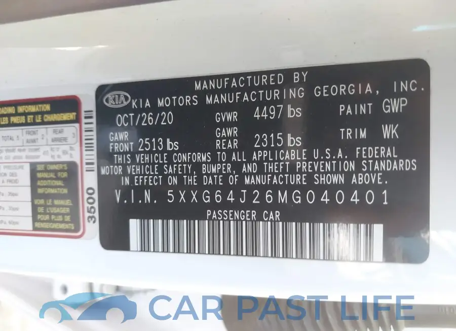 5XXG64J26MG040401# 9