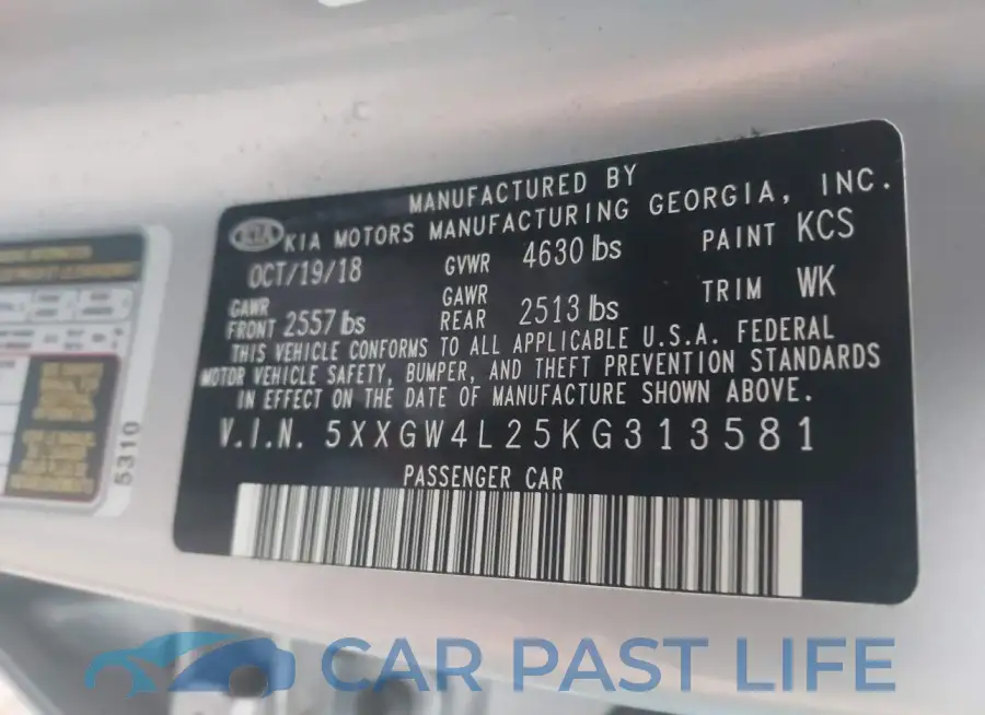5XXGW4L25KG313581# 9