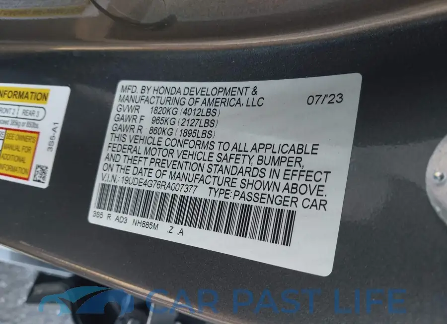 19UDE4G76RA007377# 9