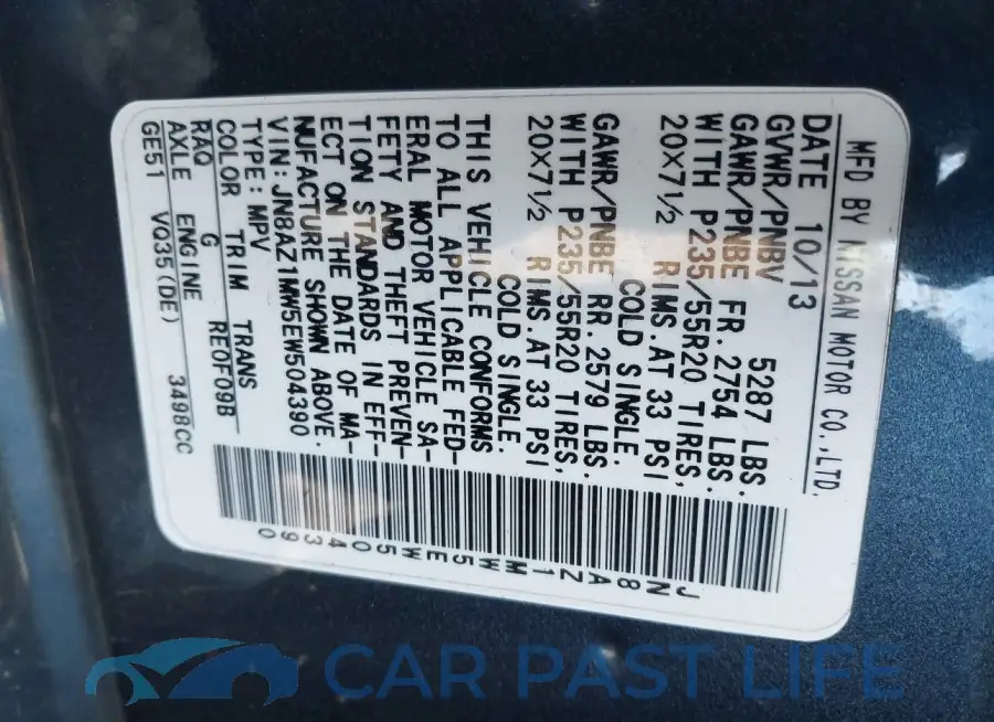 JN8AZ1MW5EW504390# 9