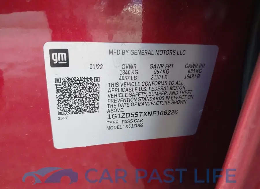 1G1ZD5STXNF106226# 9