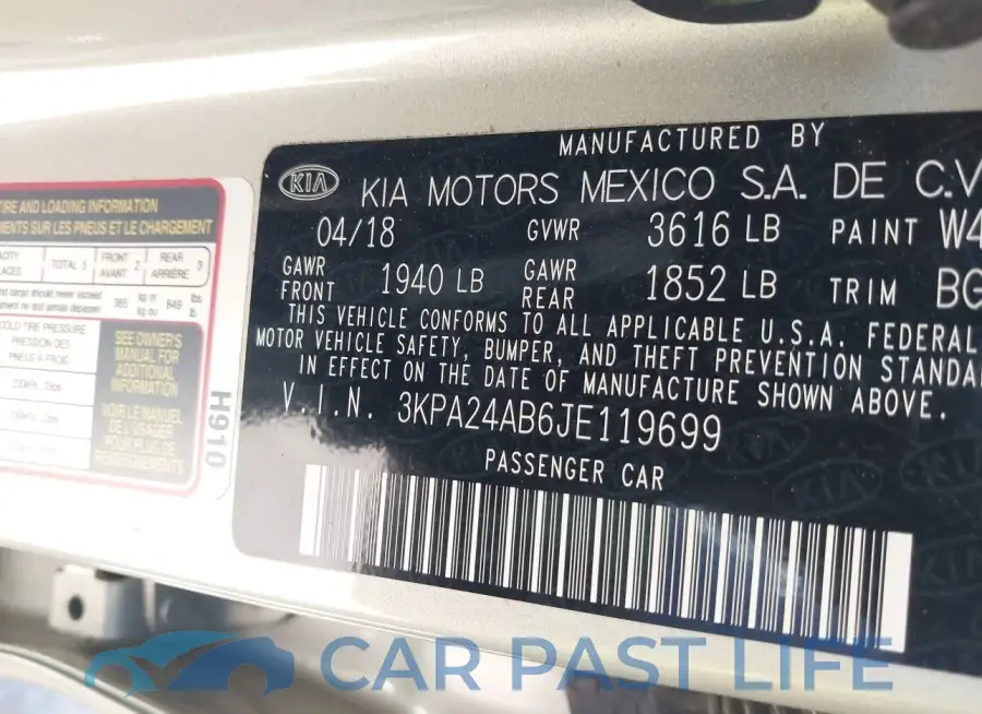 3KPA24AB6JE119699# 9
