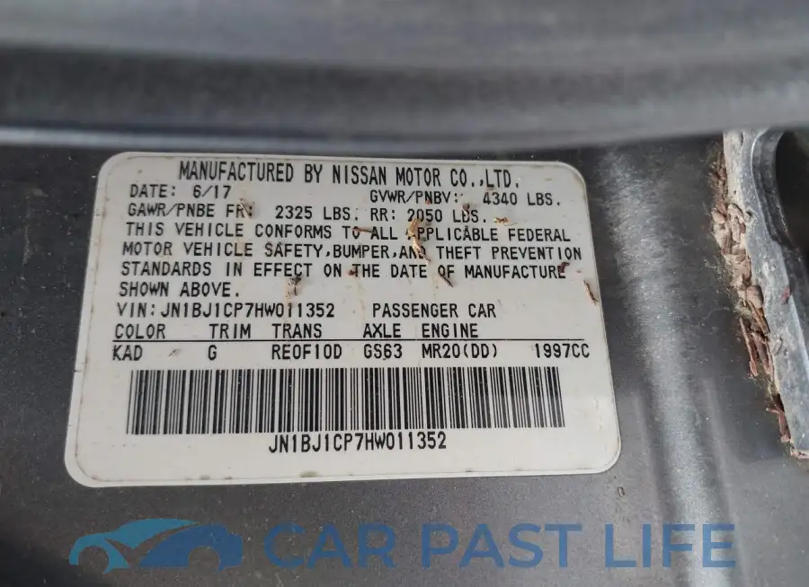 JN1BJ1CP7HW011352# 9